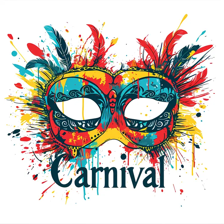 Colorful Carnival Mask with Feathers