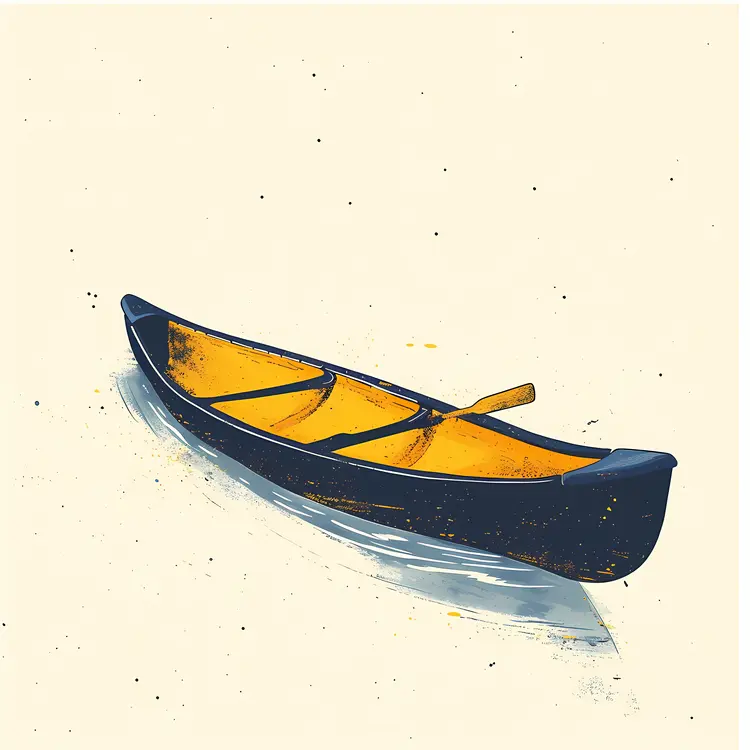Yellow and Black Canoe with Paddle