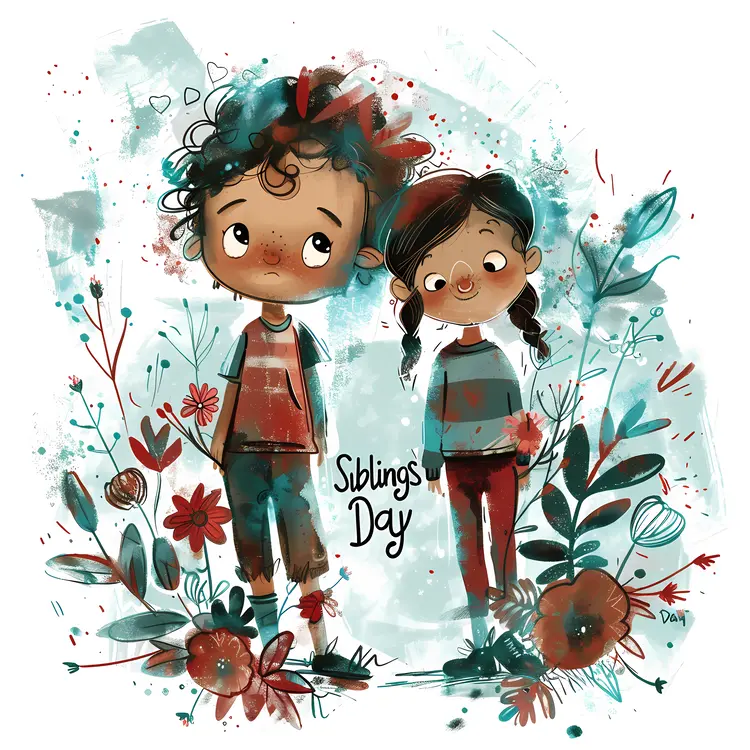 Adorable Siblings with Flowers for Siblings Day
