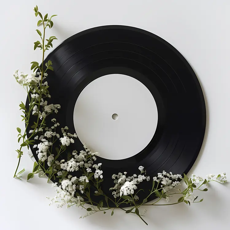 Vinyl Record with Flowers