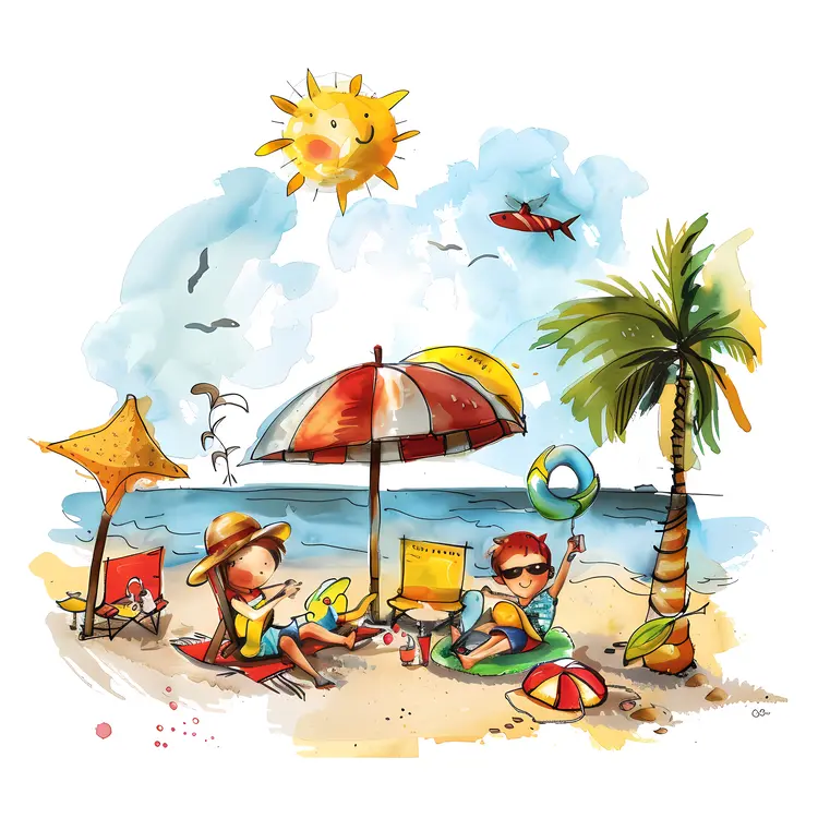 Children Relaxing on the Beach