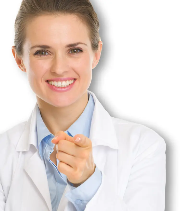 Smiling Doctor Pointing