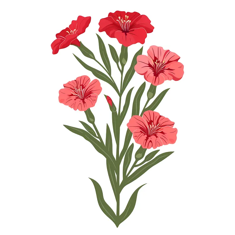 Red and Pink Flowers Illustration