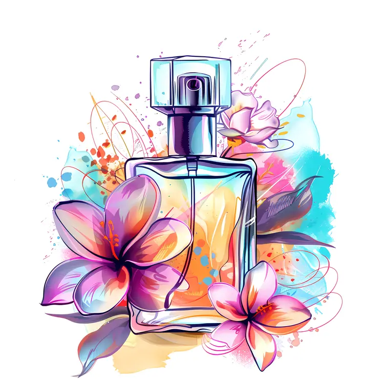 Artistic Perfume Bottle with Flowers