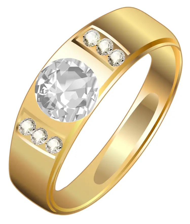 Gold Ring with Large Diamond and Accents