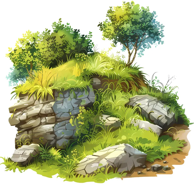 Rocky Hill with Greenery