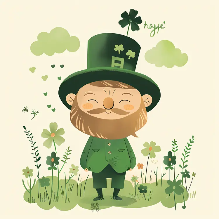 Cute Leprechaun in Green Hat