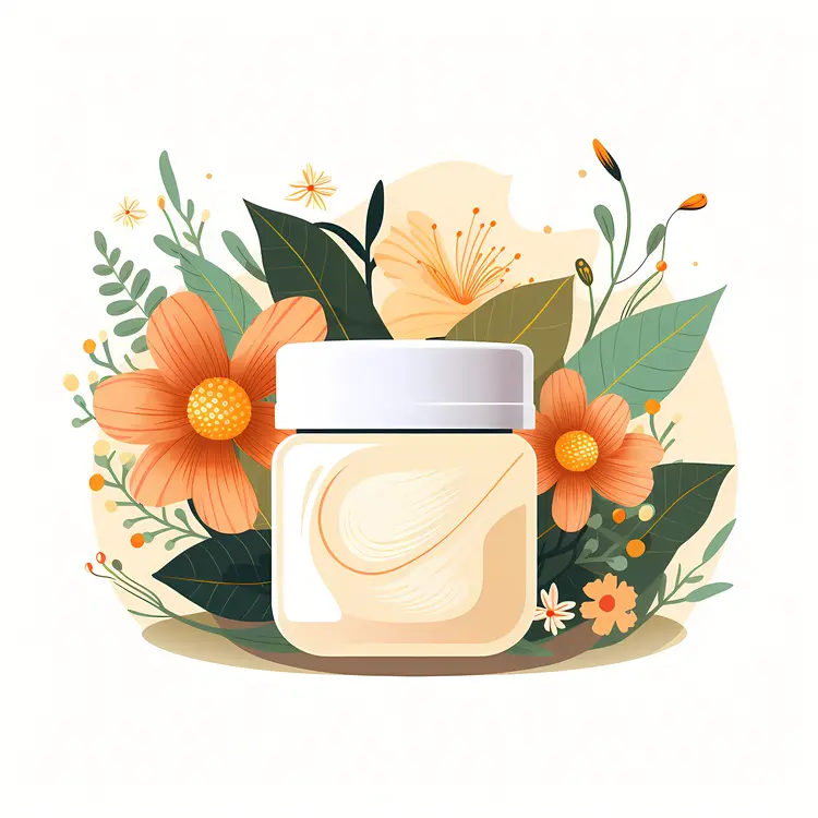 Cream Jar with Orange Flowers