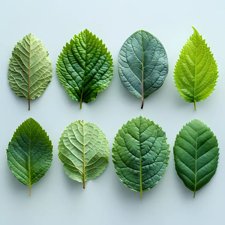 Assortment of Green Leaves in Different Shapes