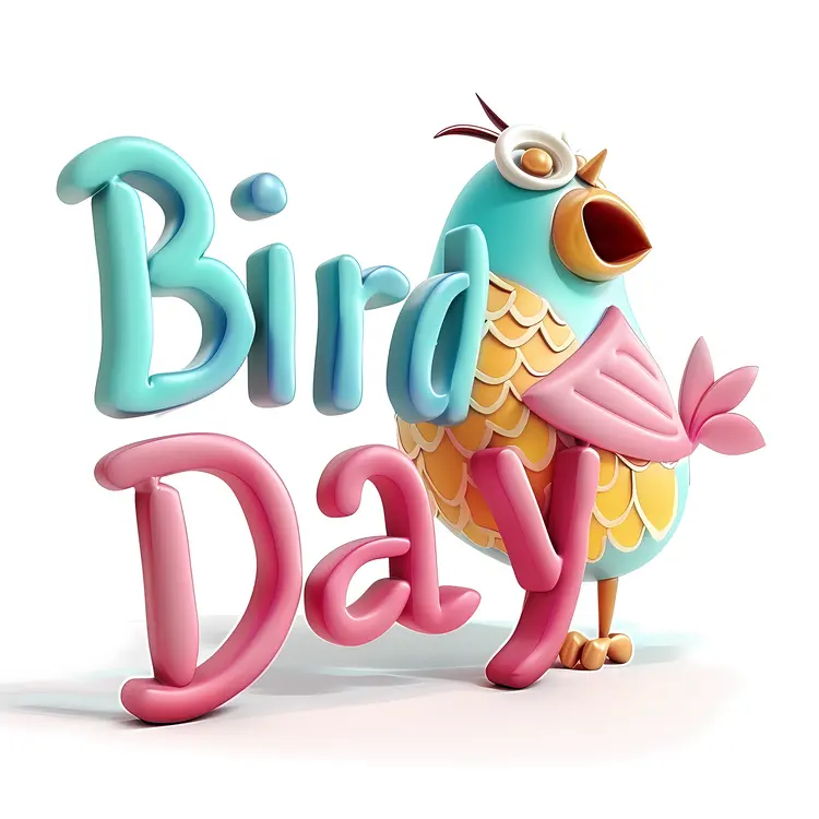 Blue Cartoon Bird for Bird Day