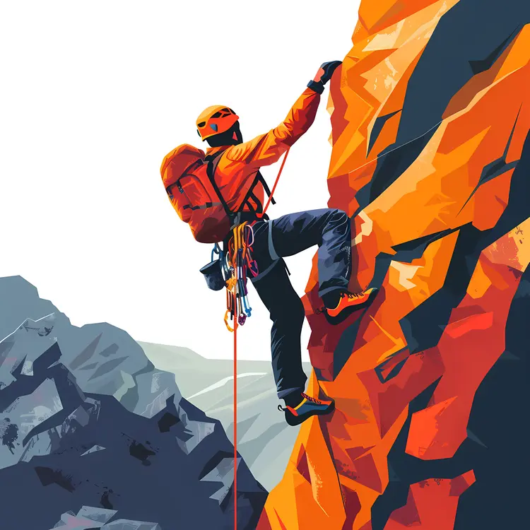 Orange Climber on Rocky Mountain