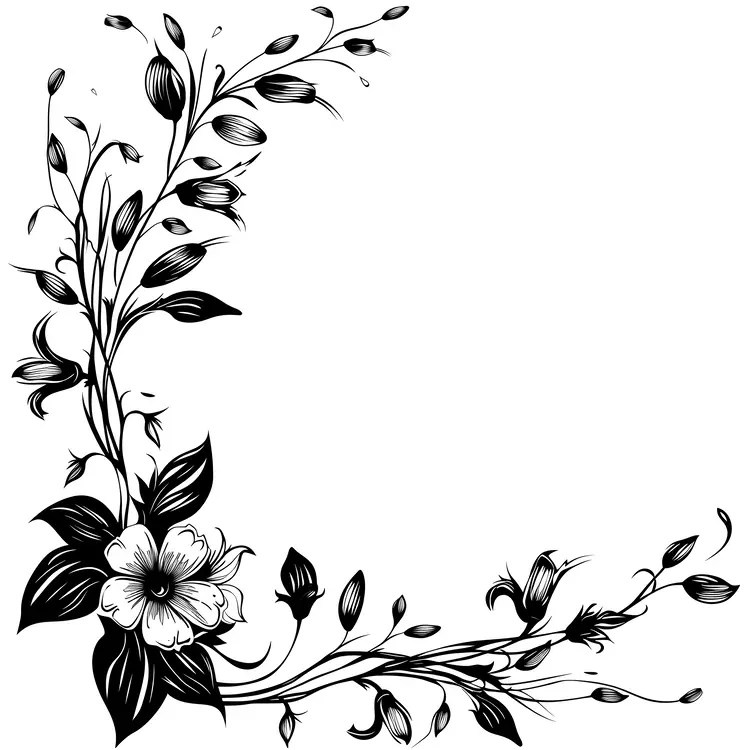 Elegant Black and White Floral Corner Design