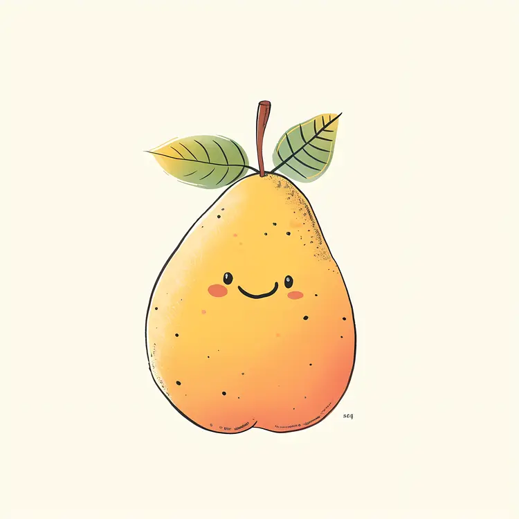 Cute Yellow Pear with a Smile