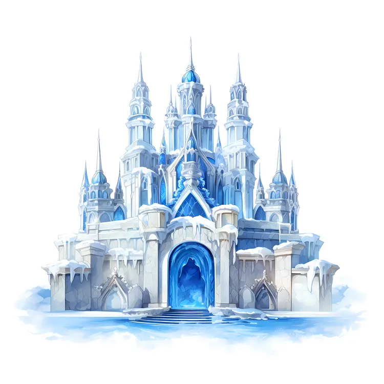 Magnificent Ice Castle with Multiple Towers