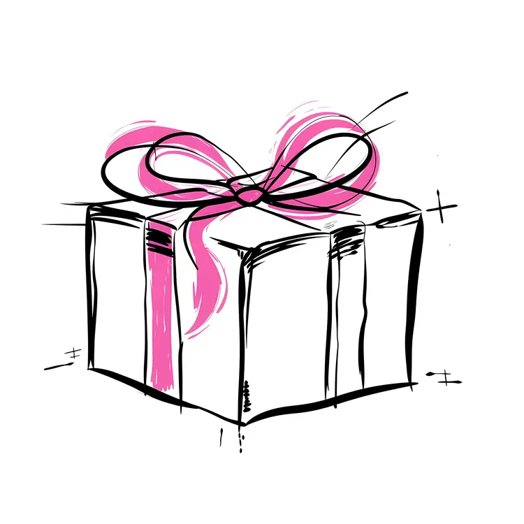 Simple Sketch of a Gift Box with Ribbon