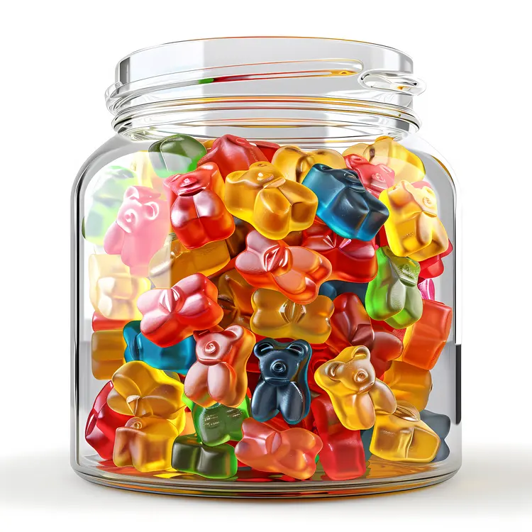 Colorful Gummy Bears in a Jar