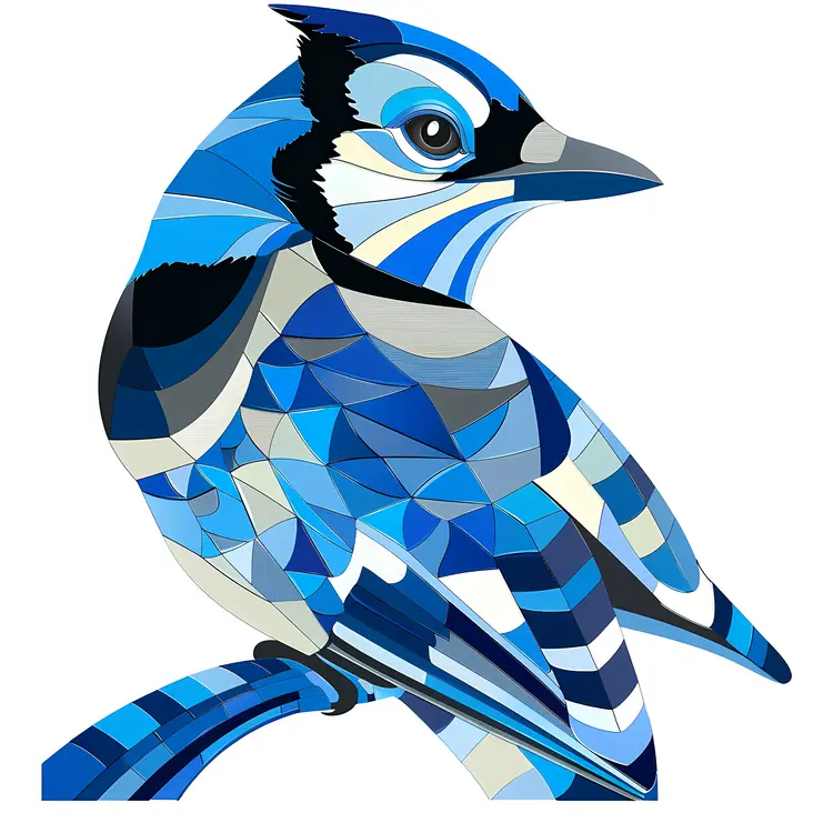 Geometric Blue Bird Illustration