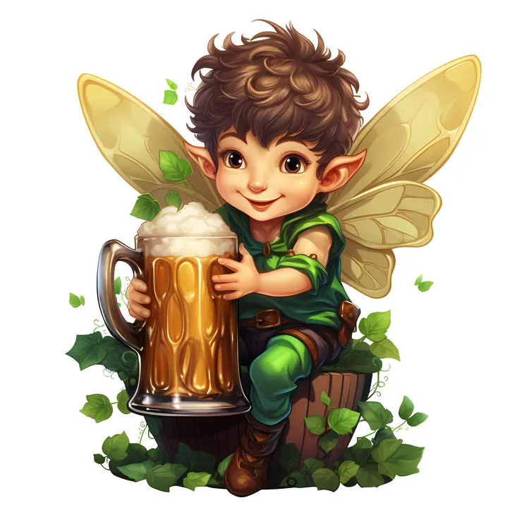 Cute Fairy Holding a Beer Mug