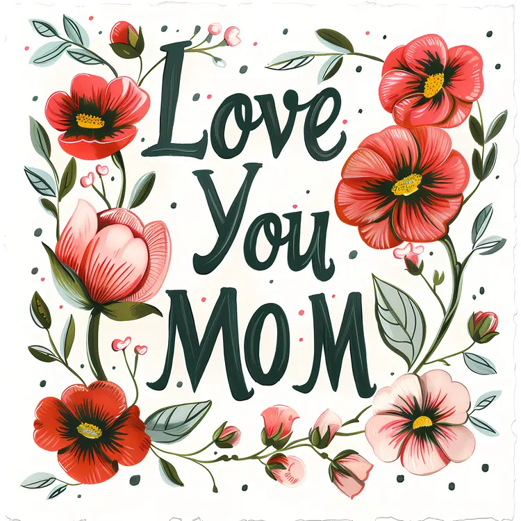 Love You Mom Floral Greeting Card