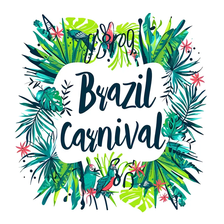 Brazil Carnival with Tropical Leaves