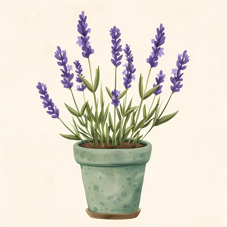 Lavender in Green Pot