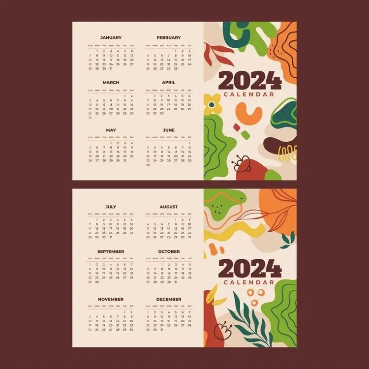 2024 Calendar with Abstract Design