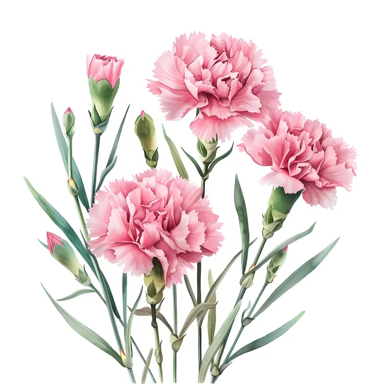 Pink Carnations in Full Bloom
