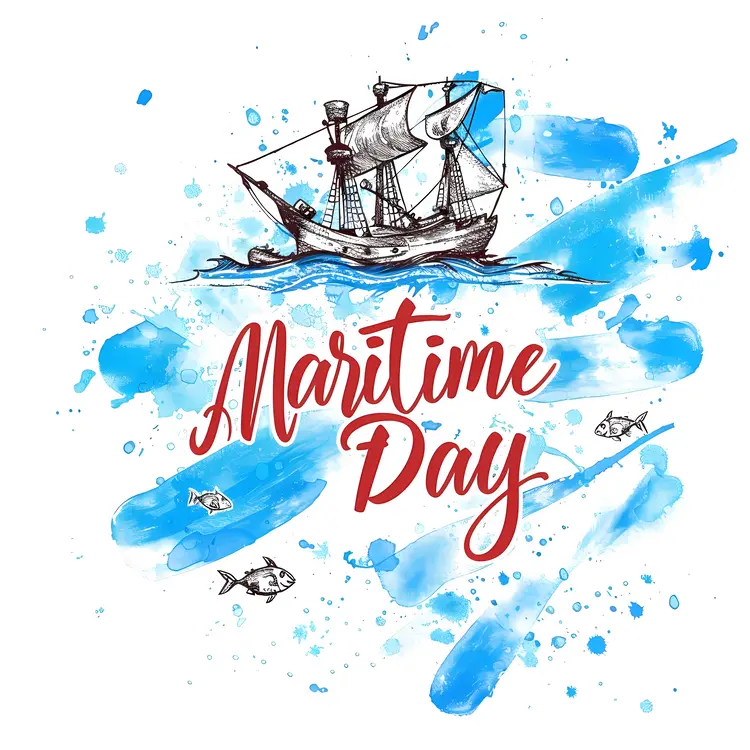 Watercolor Maritime Day Celebration with Ship