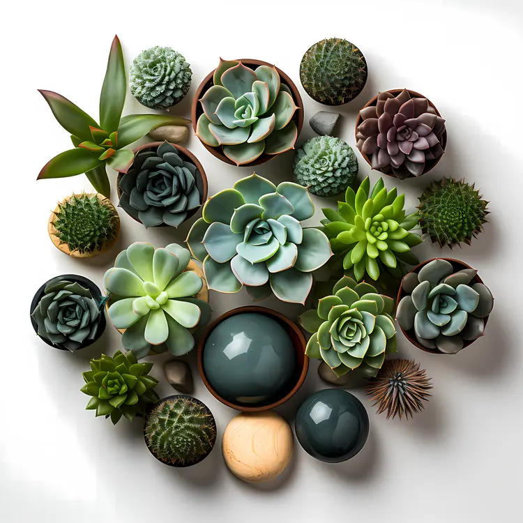 Green Succulent Collection in Small Pots