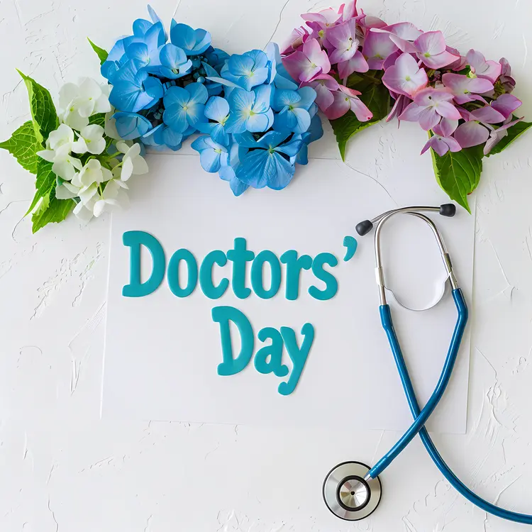 Doctors' Day with Stethoscope and Floral Design