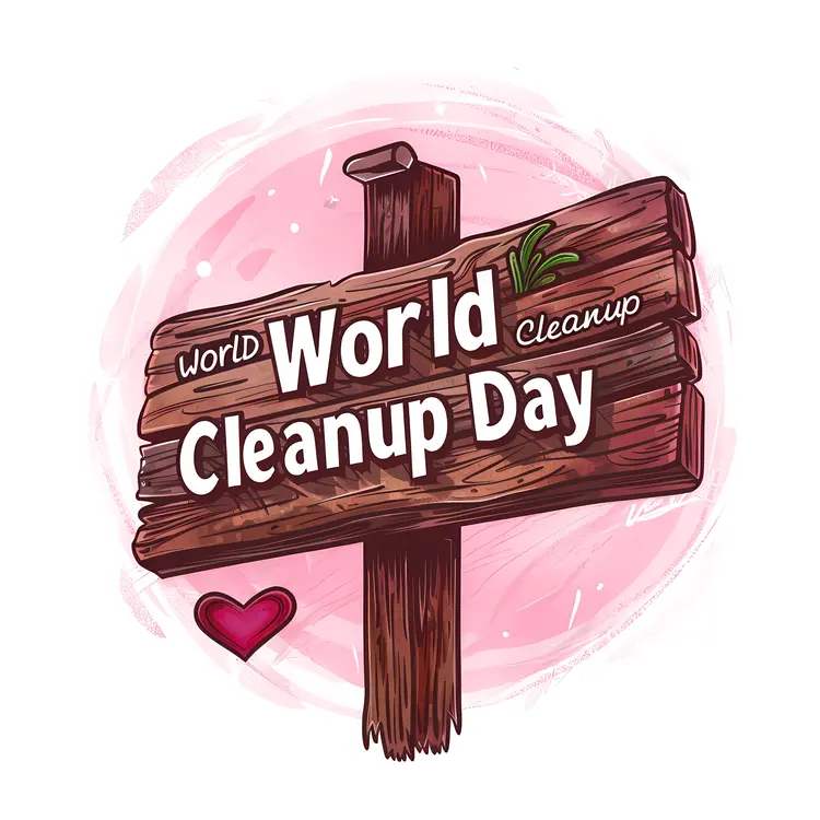 World Cleanup Day on Wooden Sign
