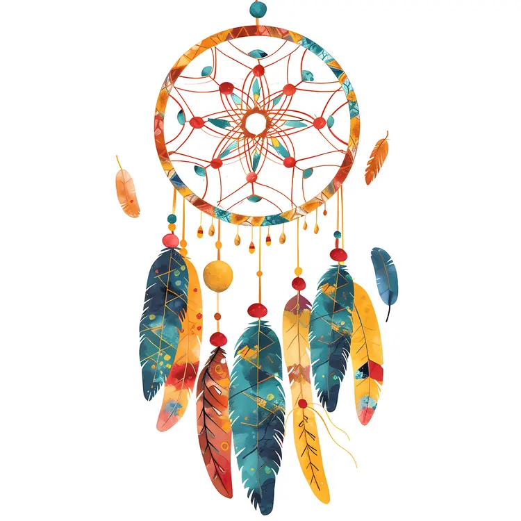 Vibrant Dreamcatcher with Multicolored Feathers