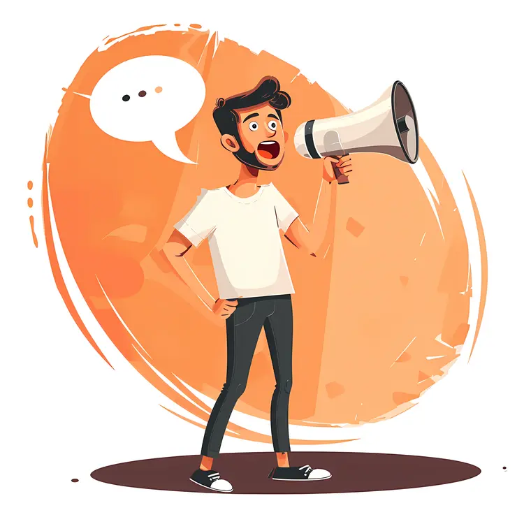 Man Shouting with Megaphone