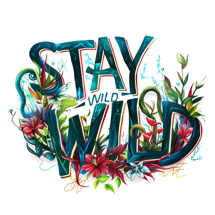Stay Wild Floral Text Illustration