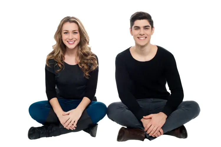Casual Sitting Couple Smiling