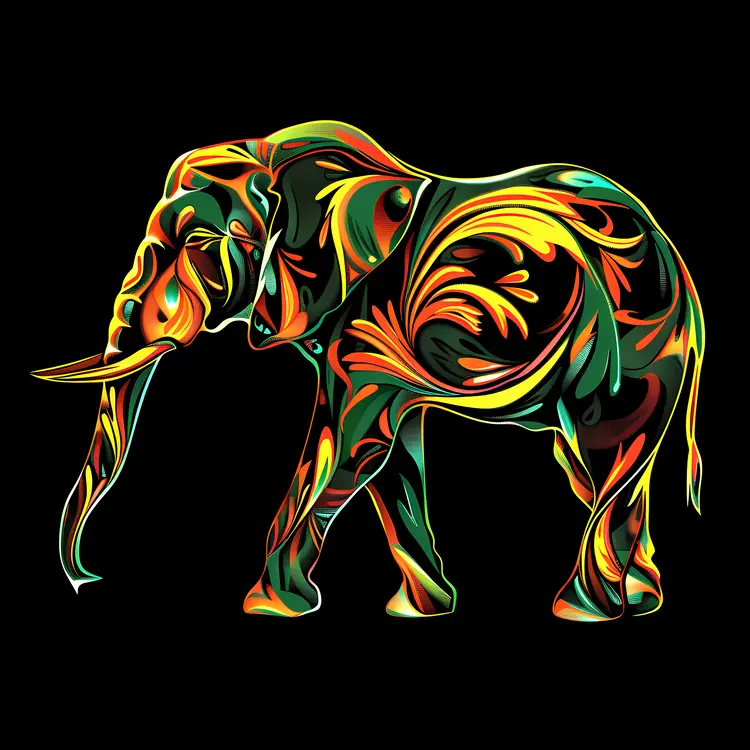 Colorful Ornamental Elephant Design