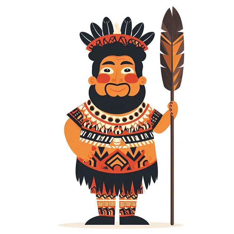 Tattooed Man with Feathered Headdress