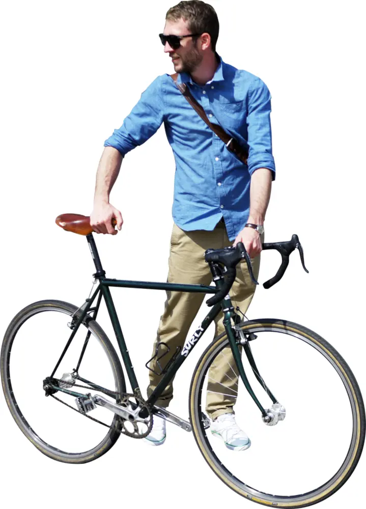 Man Standing with Bicycle