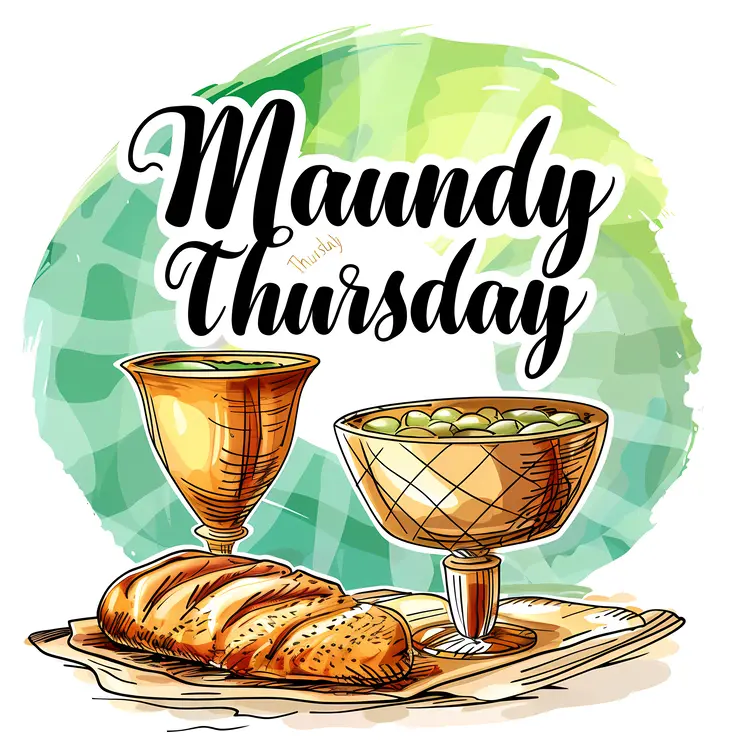 Maundy Thursday Bread and Chalice with Green Background