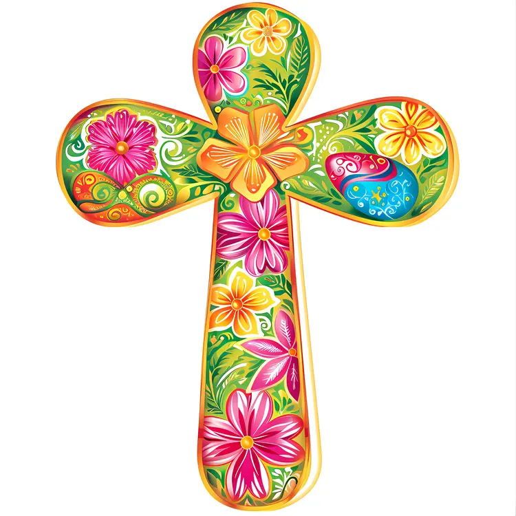 Colorful Floral Cross for Easter