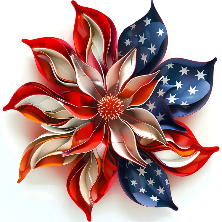 Patriotic Flower with American Flag Design