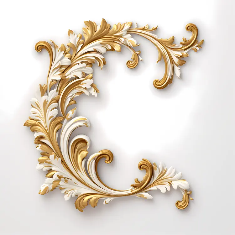 Elegant Golden and White Floral Corner Ornament