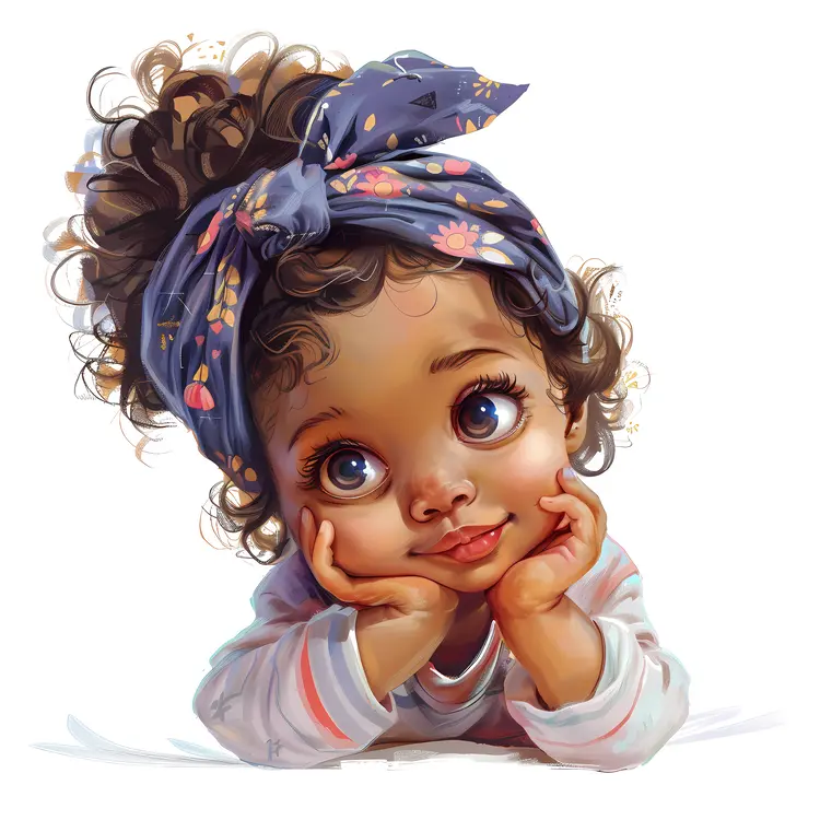 Adorable Baby Girl with Curly Hair and Headband