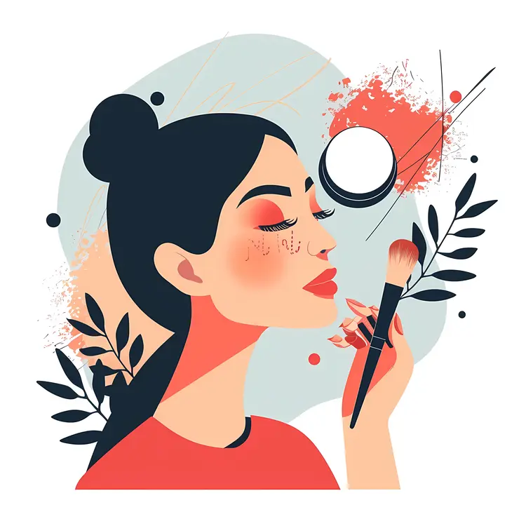 Woman Applying Makeup with Brush