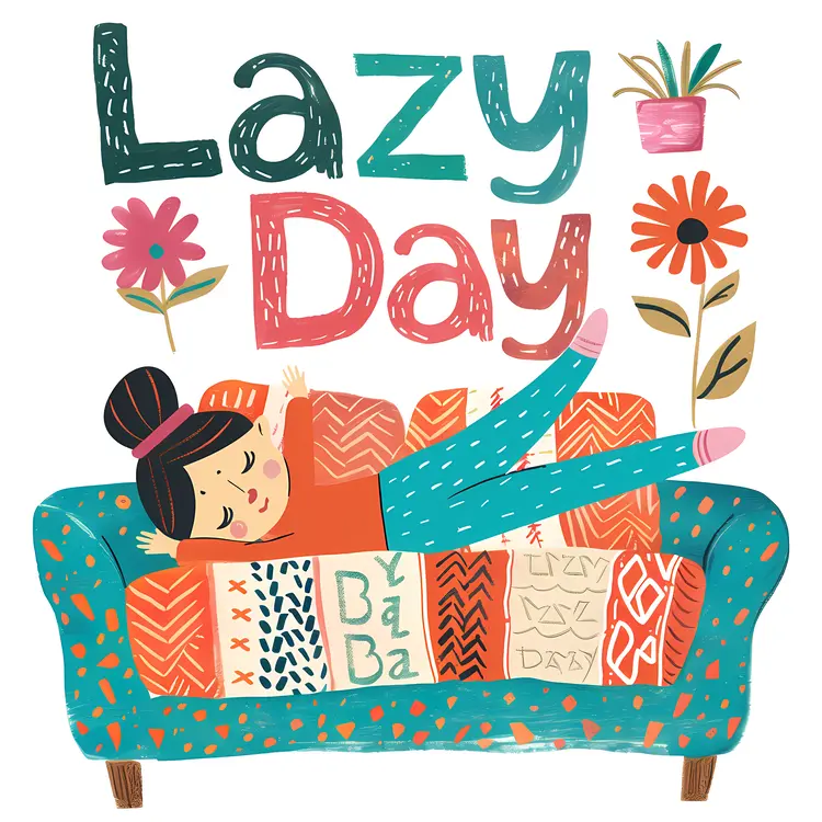 Lazy Day Girl Relaxing on Couch