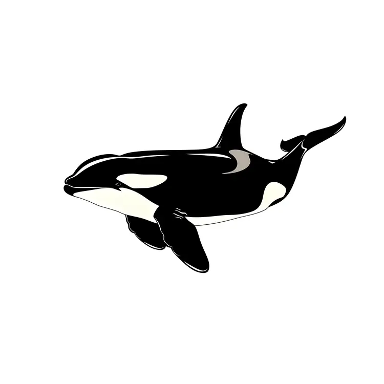 Simple Illustration of a Black and White Orca Whale