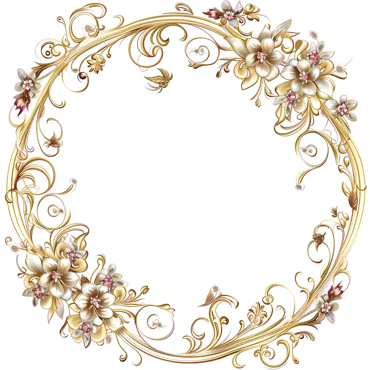 Golden Floral Wreath with Pearls