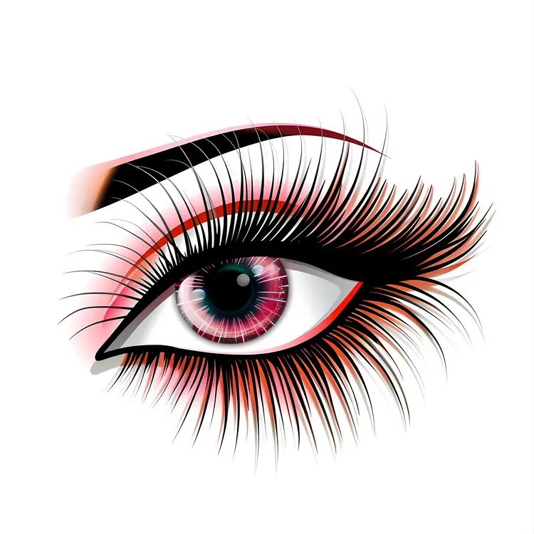 Illustrated Eye with Long False Eyelashes