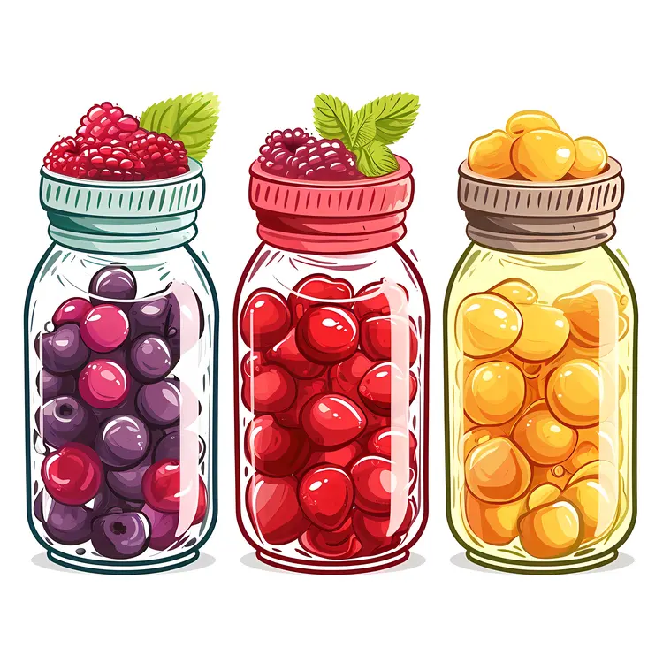 Assorted Berry Jam in Jars