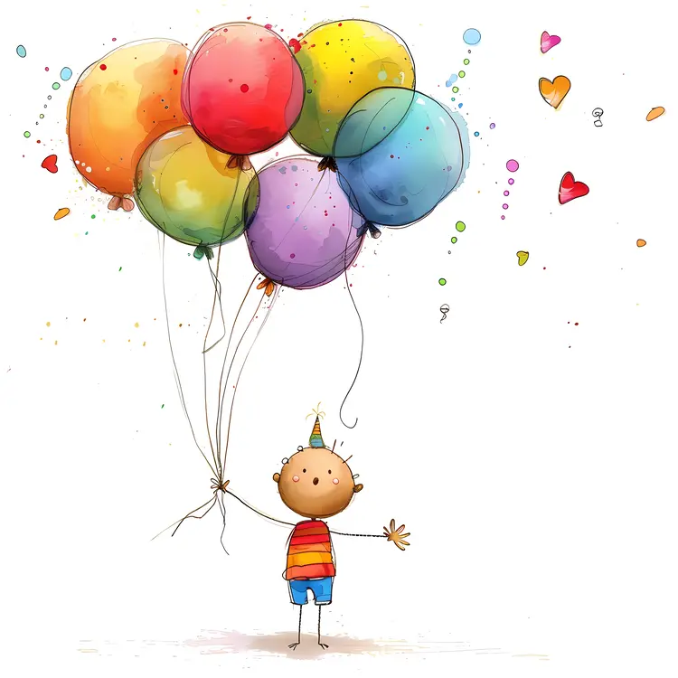 Child with Colorful Balloons